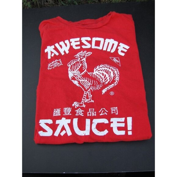 Kids T Shirt Novelty Sriracha Awesome Sauce Rooster Red Size M(8)